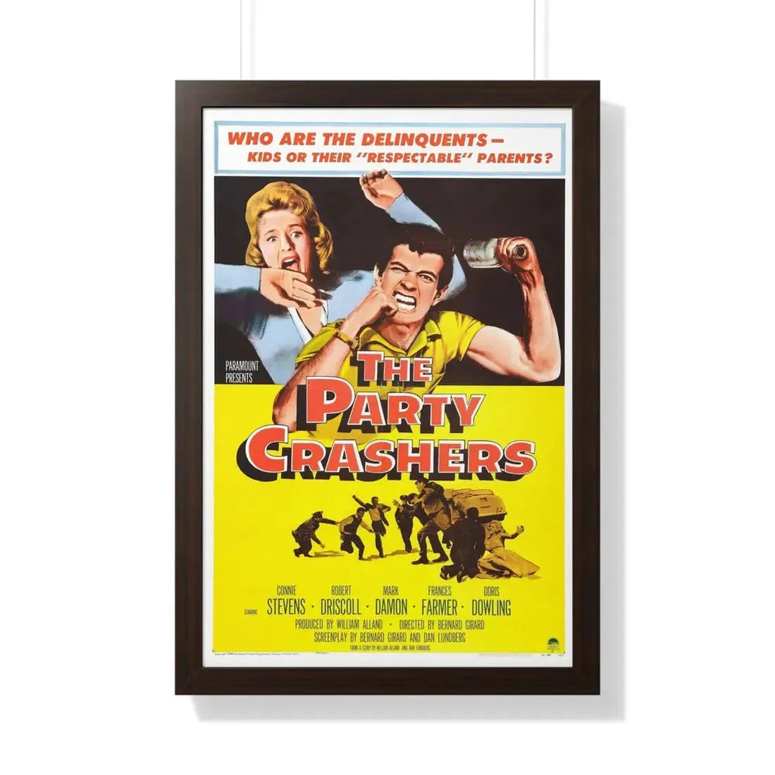 THE PARTY CRASHERS 1958 - Framed Movie Poster 20" x 30" Walnut - The Sticker Space