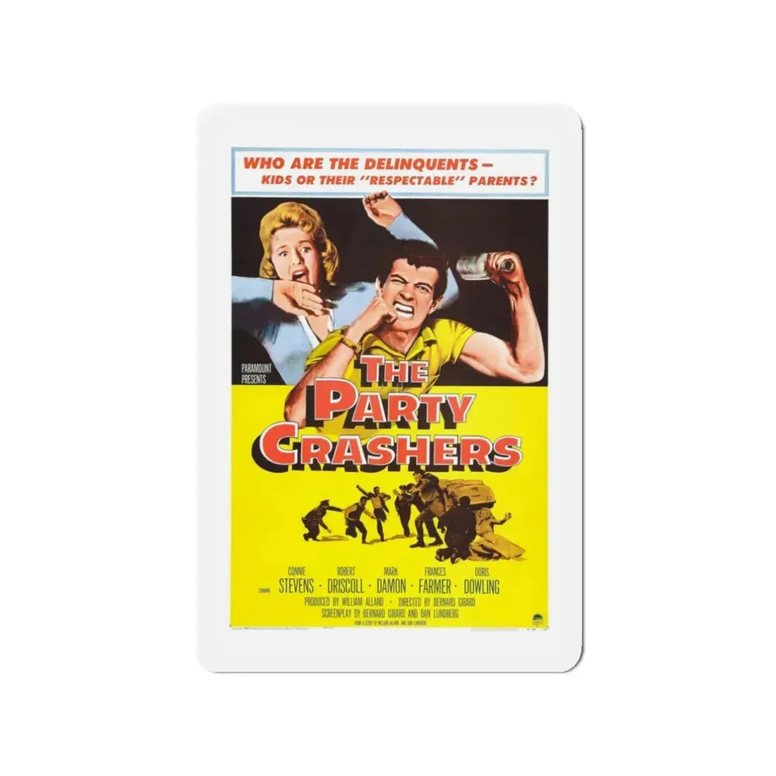 THE PARTY CRASHERS 1958 Movie Poster - Refrigerator Magnet 3 Inch Die-Cut - The Sticker Space