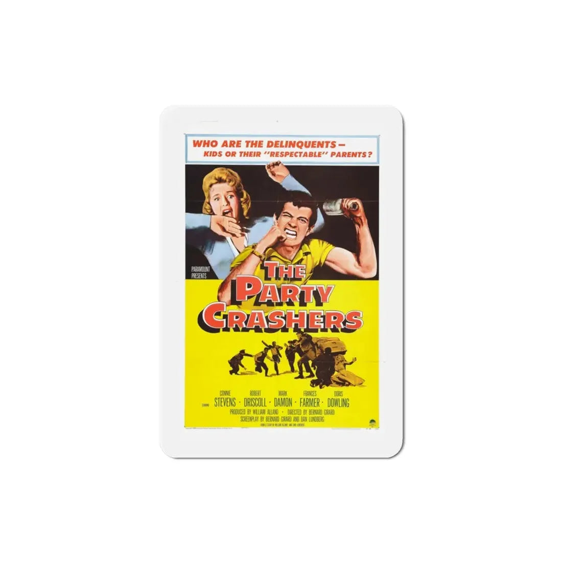 The Party Crashers 1958 Movie Poster Refrigerator Magnet 3 Inch - The Sticker Space