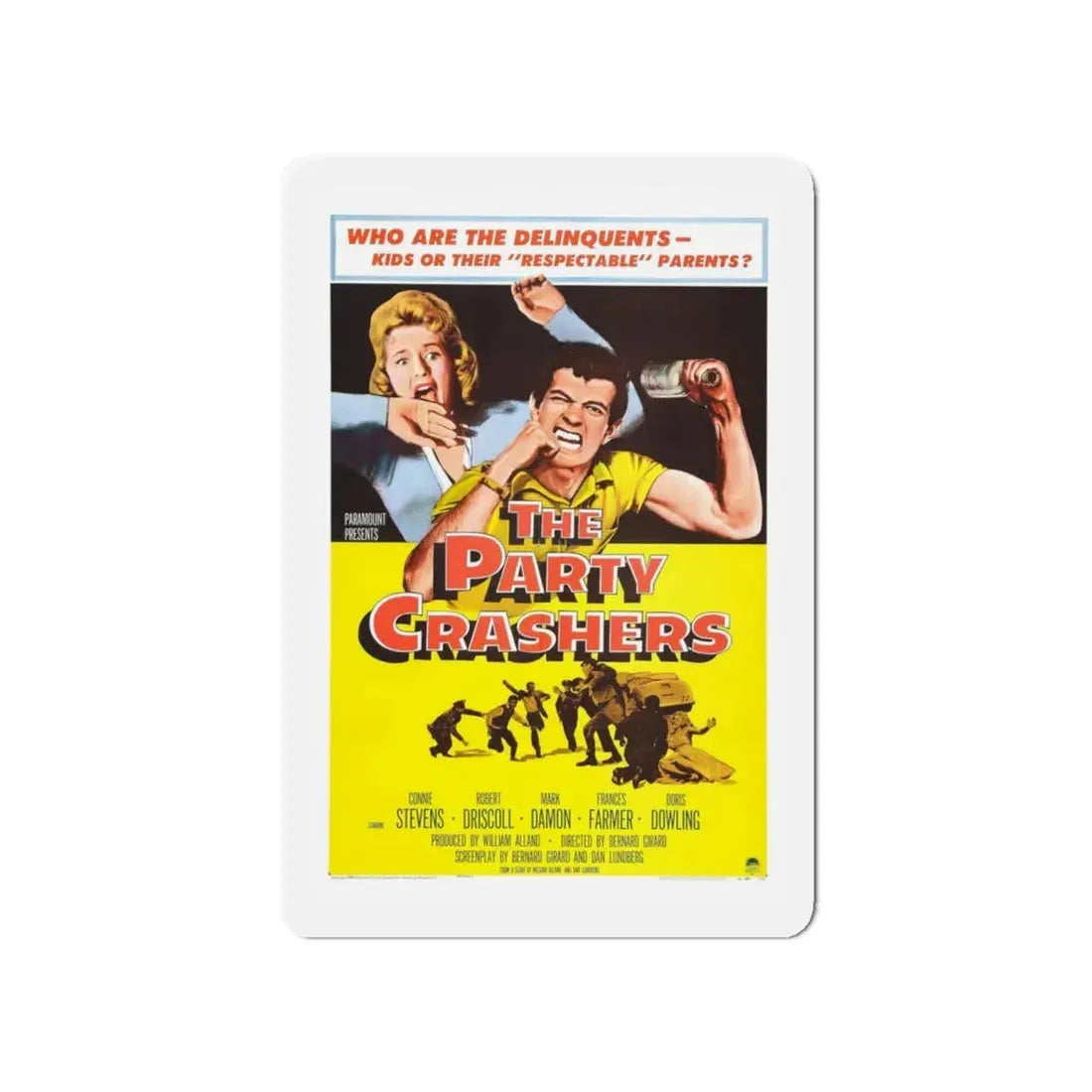 THE PARTY CRASHERS 1958 Movie Poster - Refrigerator Magnet 4 Inch Die-Cut - The Sticker Space
