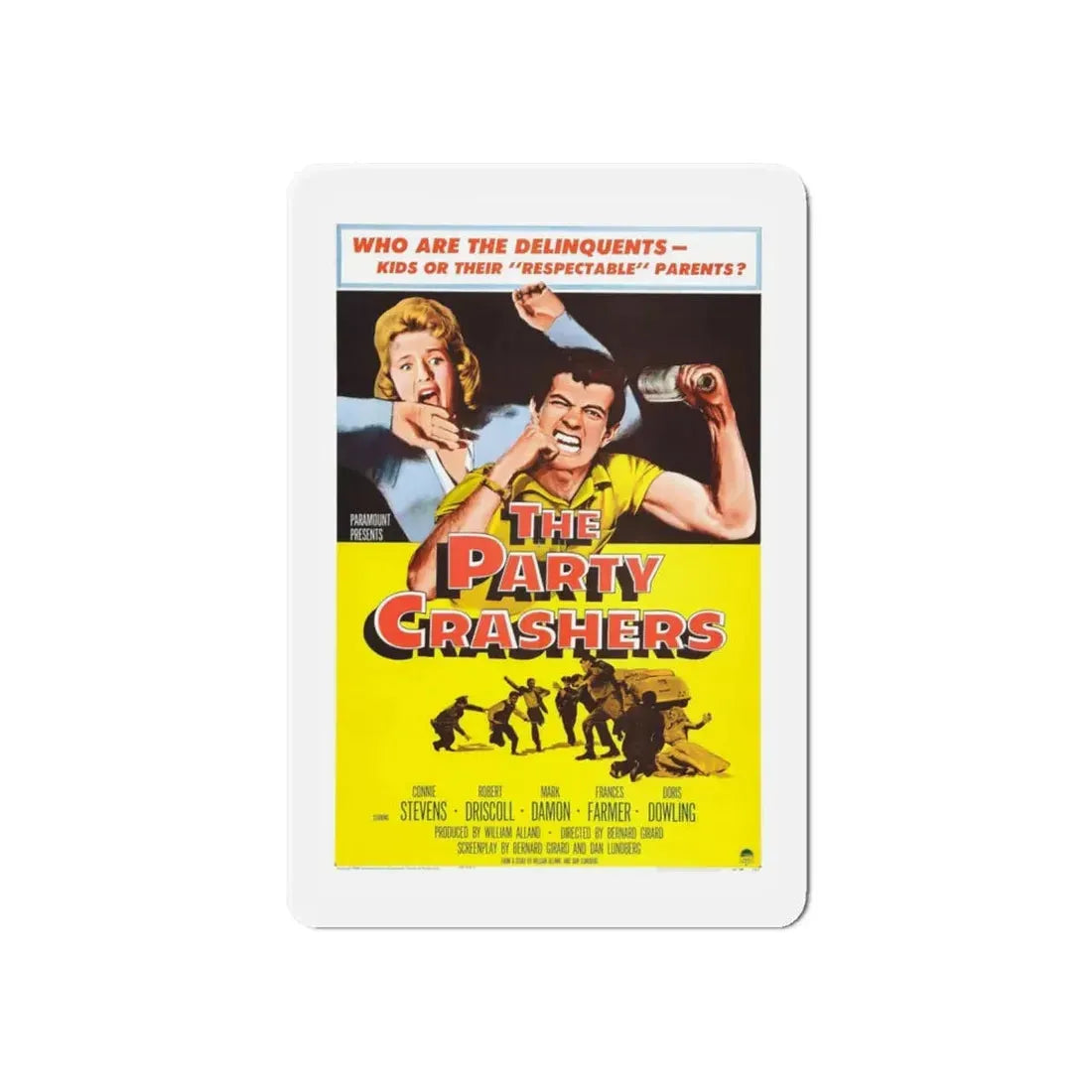 THE PARTY CRASHERS 1958 Movie Poster - Refrigerator Magnet 6 Inch Die-Cut - The Sticker Space