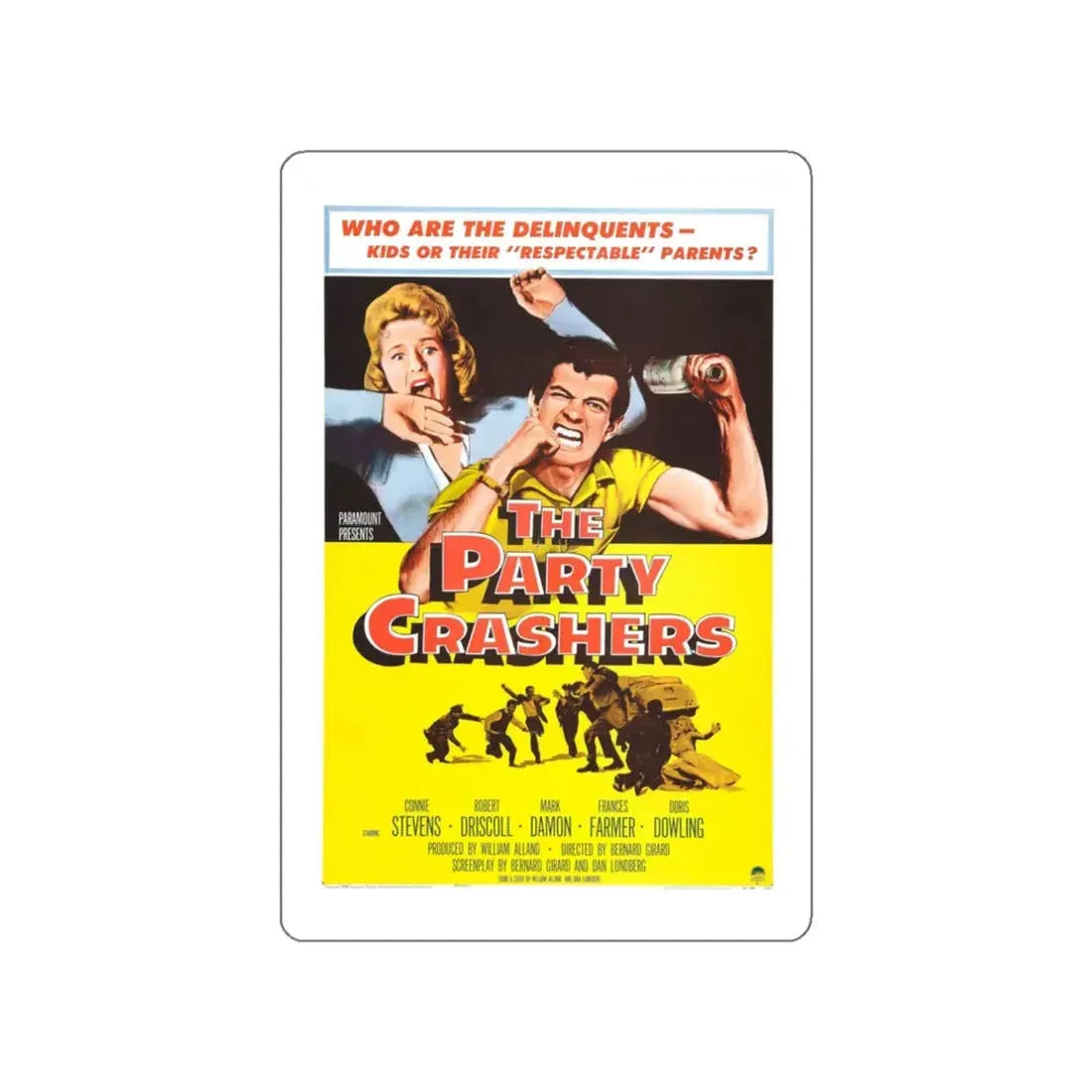 THE PARTY CRASHERS 1958 Movie Poster STICKER Vinyl Die-Cut Decal 3 Inch - The Sticker Space