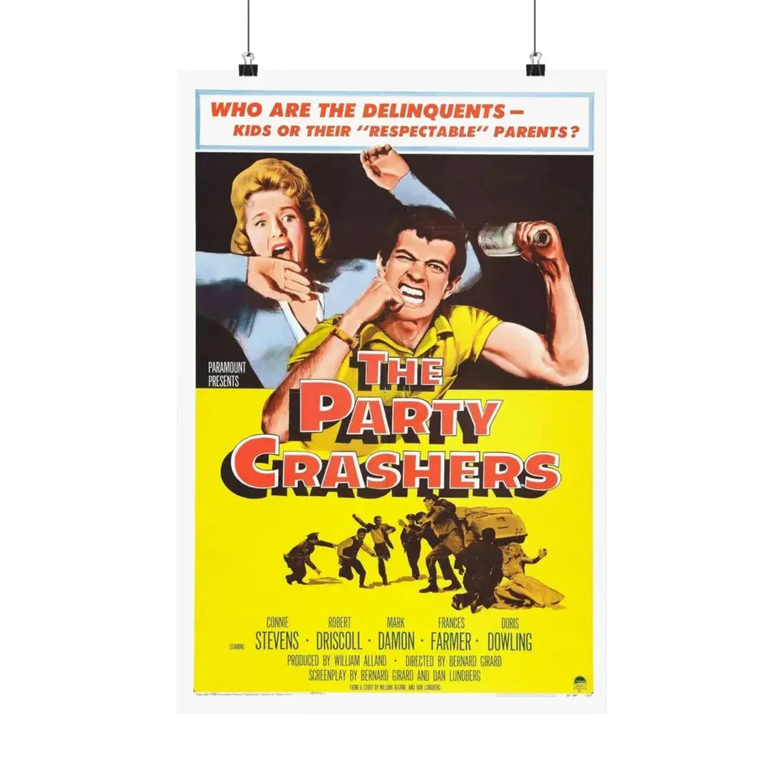 THE PARTY CRASHERS 1958 - Paper Movie Poster 16″ x 24″ Matte - The Sticker Space