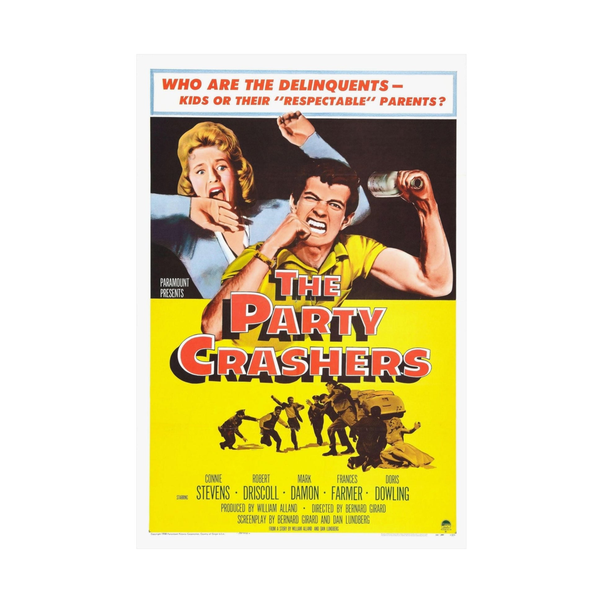 THE PARTY CRASHERS 1958 - Paper Movie Poster-The Sticker Space