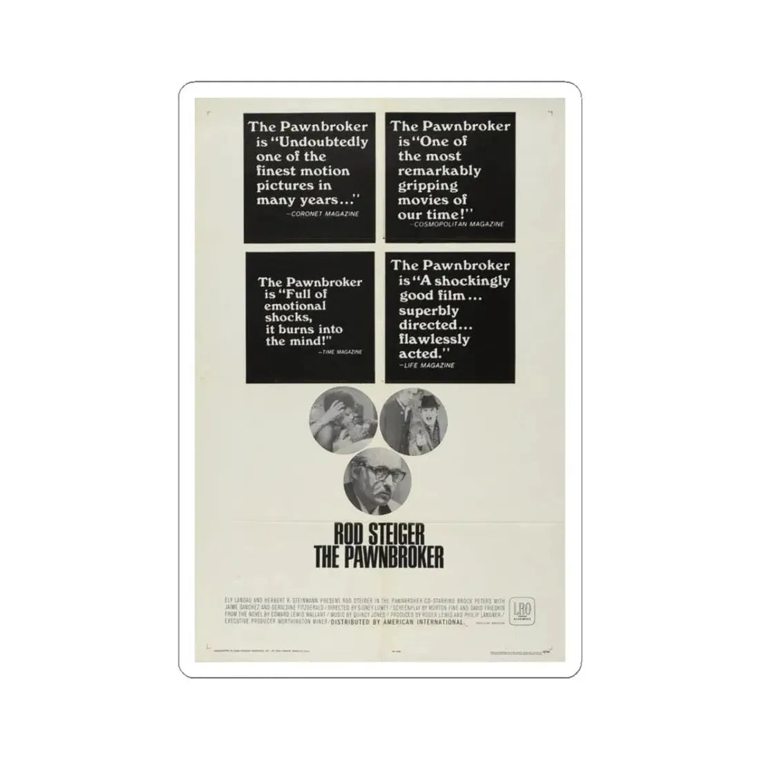 The Pawnbroker 1965 Movie Poster - STICKER Vinyl Kiss-Cut Decal 3 Inch White - The Sticker Space