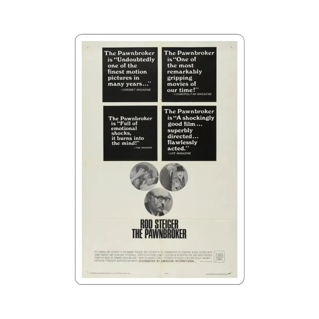 The Pawnbroker 1965 Movie Poster - STICKER Vinyl Kiss-Cut Decal 4 Inch White - The Sticker Space