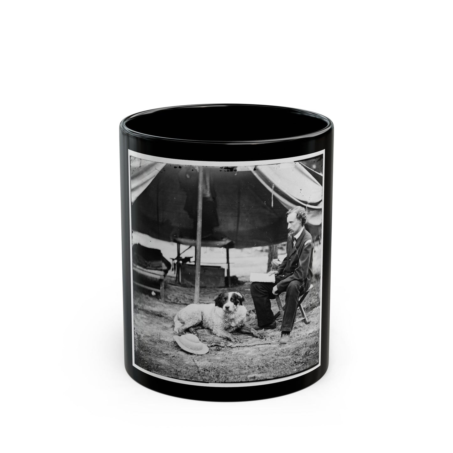 The Peninsula, Va. Lt. George A. Custer With Dog (U.S. Civil War) Black Coffee Mug-11oz-The Sticker Space