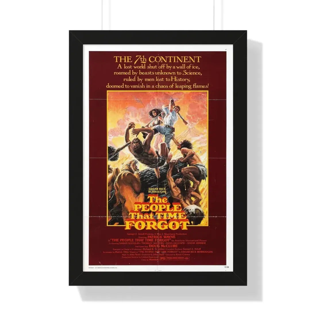 THE PEOPLE THAT TIME FORGOT 1977 - Framed Movie Poster 16″ x 24″ Black - The Sticker Space