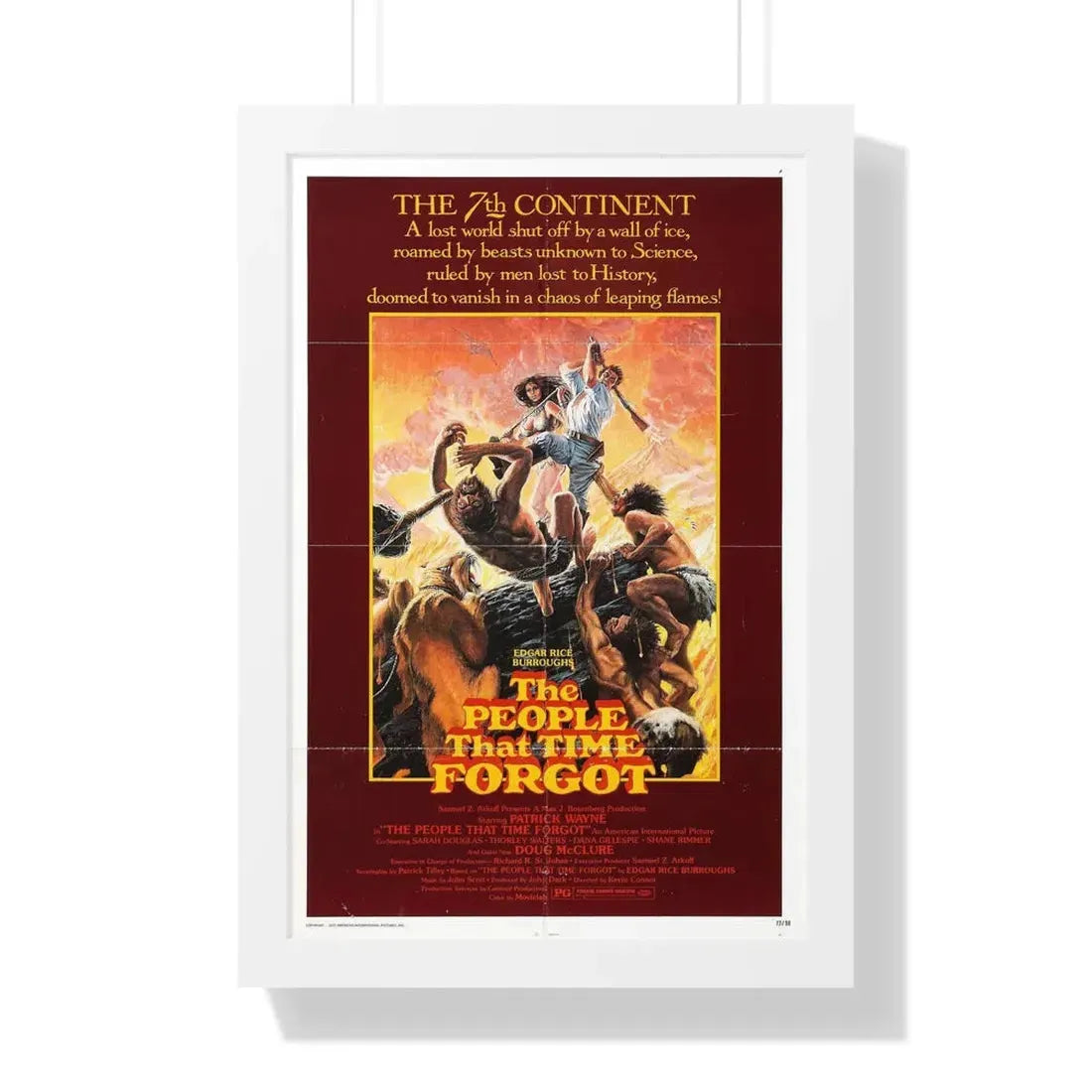 THE PEOPLE THAT TIME FORGOT 1977 - Framed Movie Poster 16″ x 24″ White - The Sticker Space