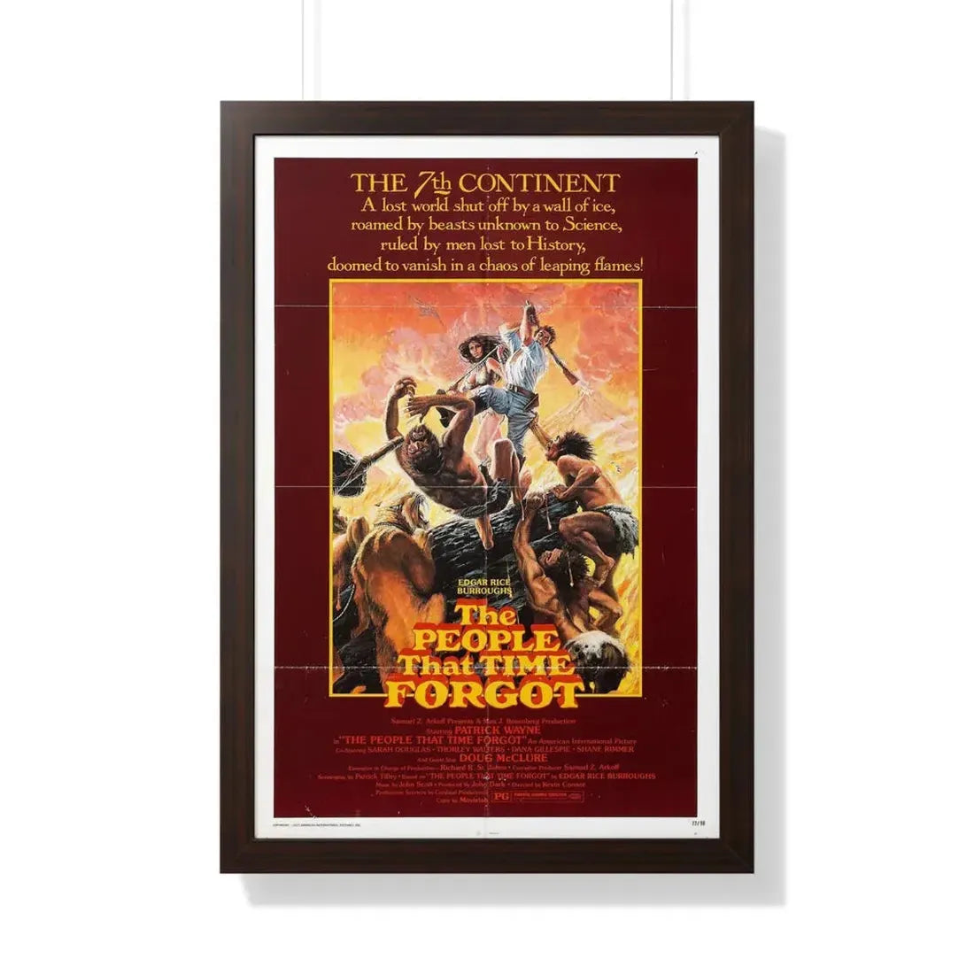 THE PEOPLE THAT TIME FORGOT 1977 - Framed Movie Poster 20" x 30" Walnut - The Sticker Space