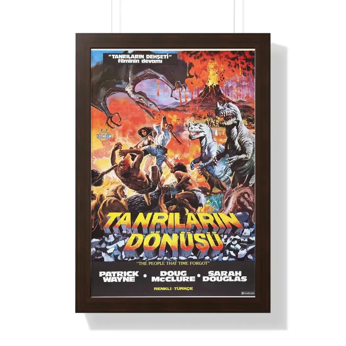 THE PEOPLE THAT TIME FORGOT (TURKEY) 1977 - Framed Movie Poster 16″ x 24″ Walnut - The Sticker Space