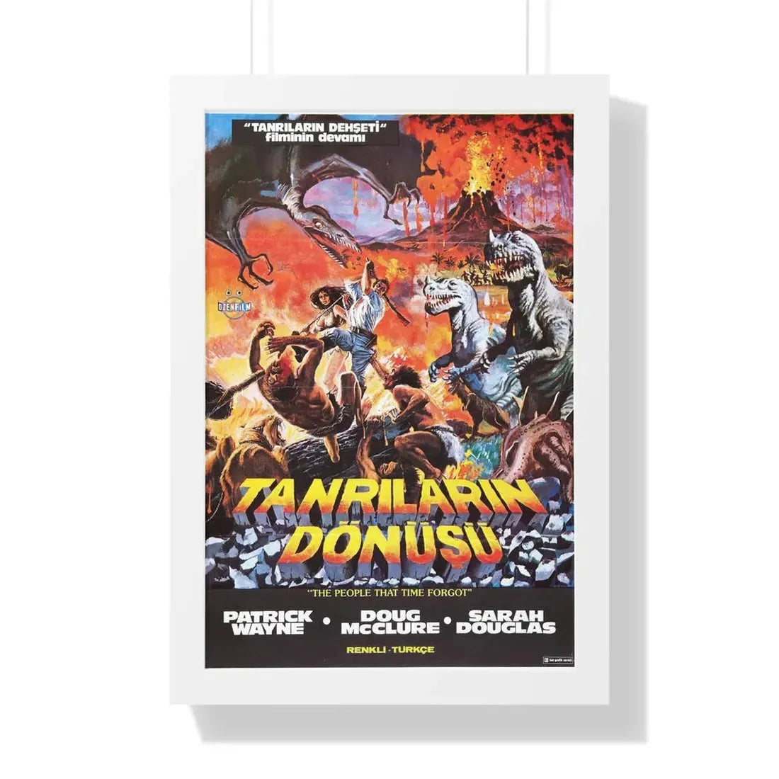 THE PEOPLE THAT TIME FORGOT (TURKEY) 1977 - Framed Movie Poster 16″ x 24″ White - The Sticker Space