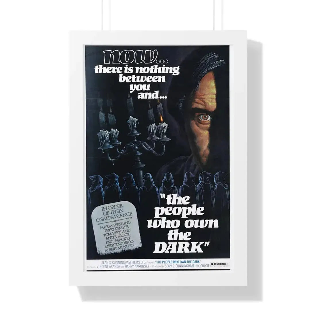 THE PEOPLE WHO OWN THE DARK 1976 - Framed Movie Poster 16″ x 24″ White - The Sticker Space