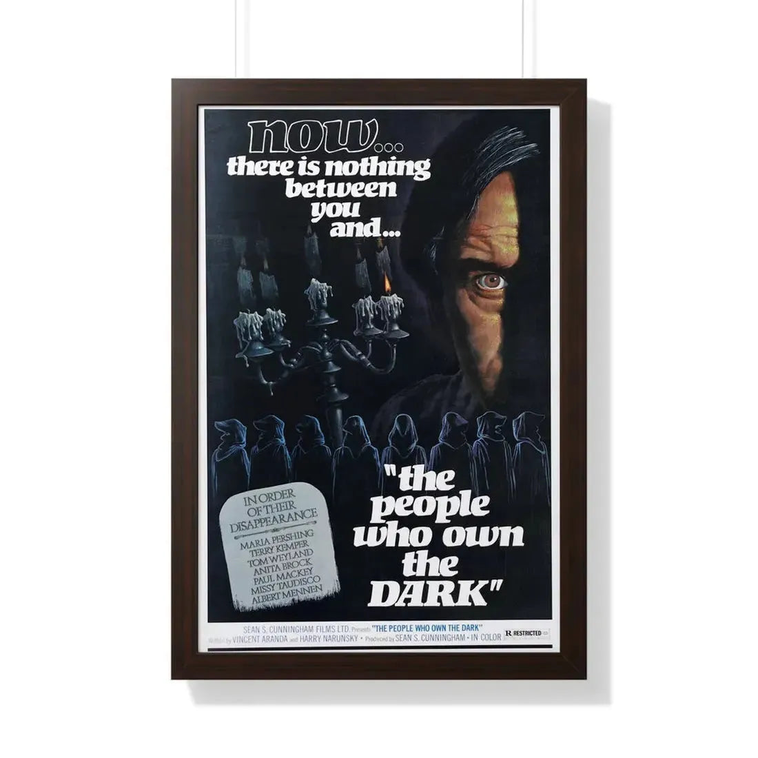 THE PEOPLE WHO OWN THE DARK 1976 - Framed Movie Poster 20" x 30" Walnut - The Sticker Space