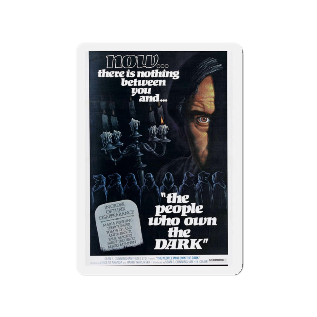 THE PEOPLE WHO OWN THE DARK 1976 Movie Poster - Refrigerator Magnet-2 Inch-Die-Cut-The Sticker Space