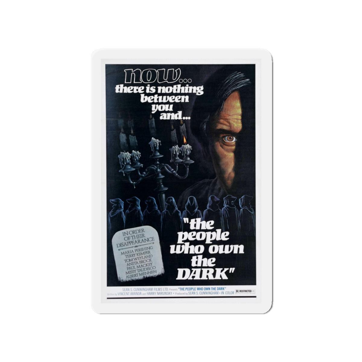 THE PEOPLE WHO OWN THE DARK 1976 Movie Poster - Refrigerator Magnet-3 Inch-Die-Cut-The Sticker Space