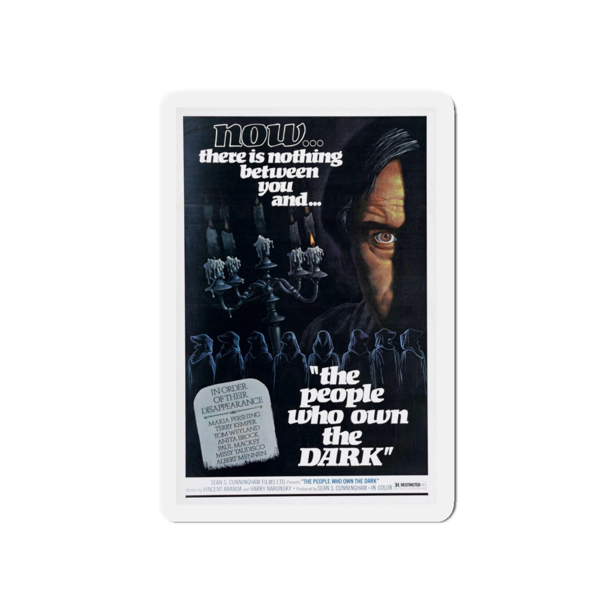 THE PEOPLE WHO OWN THE DARK 1976 Movie Poster - Refrigerator Magnet-5 Inch-Die-Cut-The Sticker Space