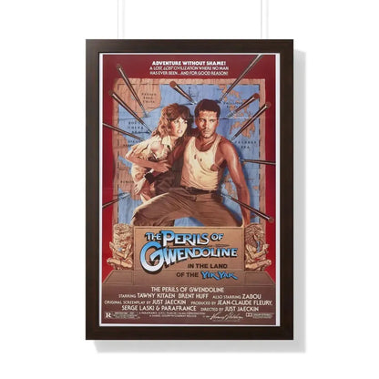 THE PERILS OF GWENDOLINE IN THE LAND OF THE YIK YAK 1984 - Framed Movie Poster 20" x 30" Walnut - The Sticker Space