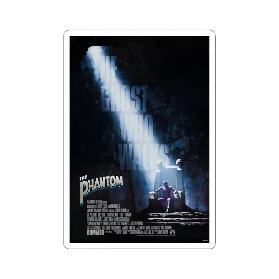 The Phantom 1996 Movie Poster - STICKER Vinyl Kiss-Cut Decal 6 Inch White - The Sticker Space