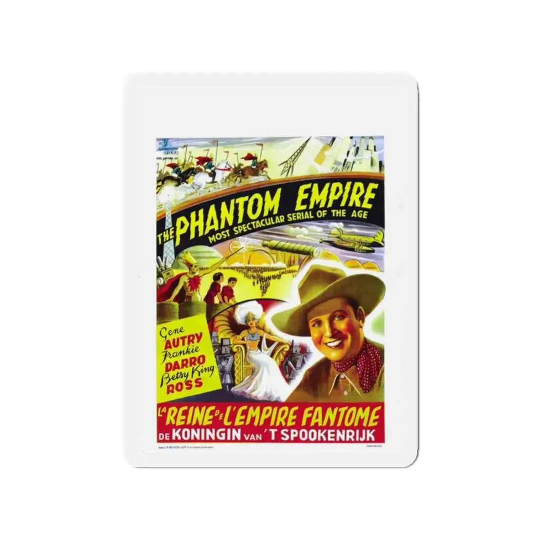 THE PHANTOM EMPIRE (BELGIAN) 1935 Movie Poster - Refrigerator Magnet 2 Inch Die-Cut - The Sticker Space