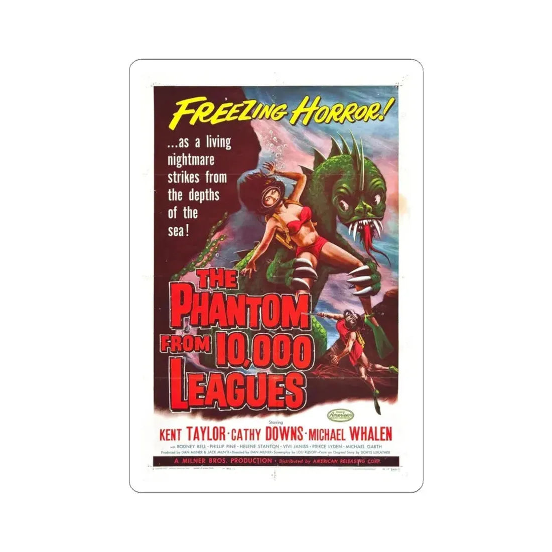 THE PHANTOM FROM 10,000 LEAGUES 1955 Movie Poster - STICKER Vinyl Kiss-Cut Decal 6 Inch White - The Sticker Space