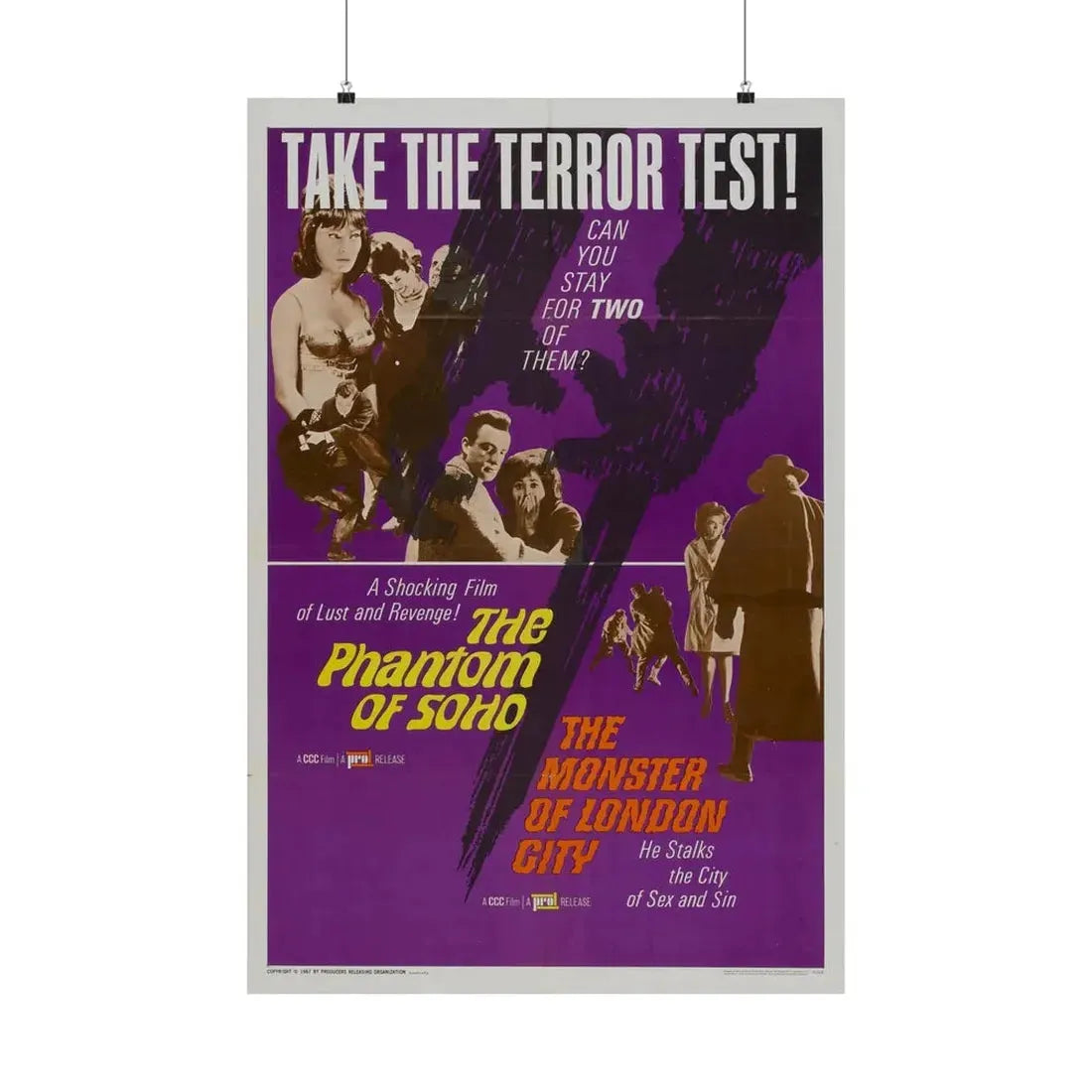 THE PHANTOM OF SOHO + THE MONSTER OF LONDON CITY 1964 - Paper Movie Poster 24″ x 36″ Matte - The Sticker Space
