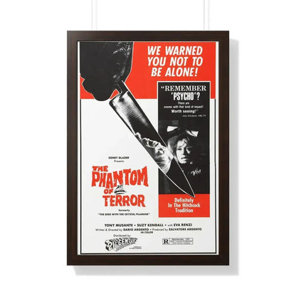 THE PHANTOM OF TERROR (THE BIRD WITH THE CRYSTAL PLUMAGE) 1970 - Framed Movie Poster 20" x 30" Walnut - The Sticker Space