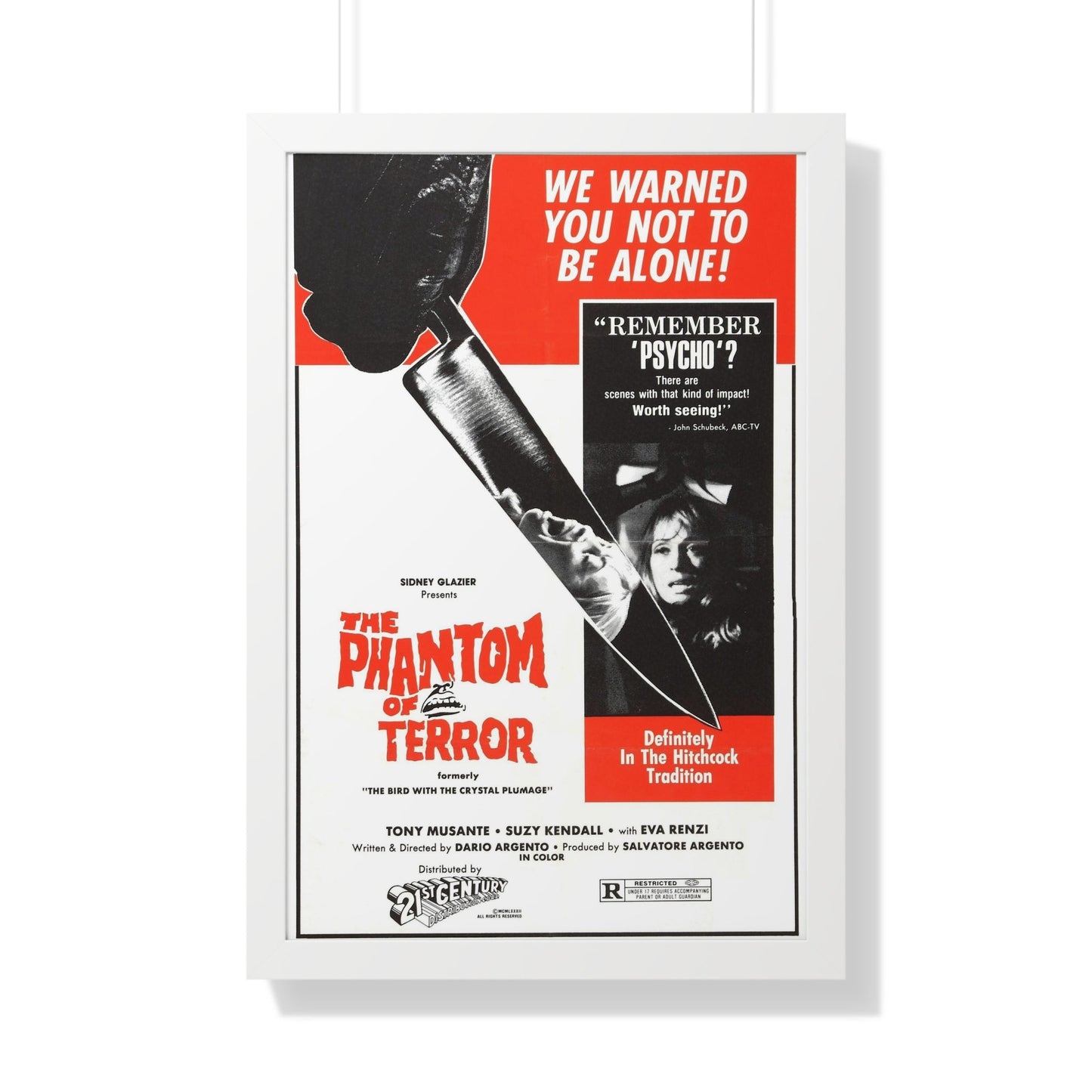 THE PHANTOM OF TERROR (THE BIRD WITH THE CRYSTAL PLUMAGE) 1970 - Framed Movie Poster-20" x 30"-The Sticker Space