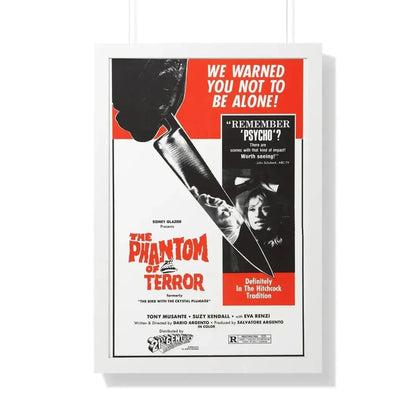 THE PHANTOM OF TERROR (THE BIRD WITH THE CRYSTAL PLUMAGE) 1970 - Framed Movie Poster 20" x 30" White - The Sticker Space