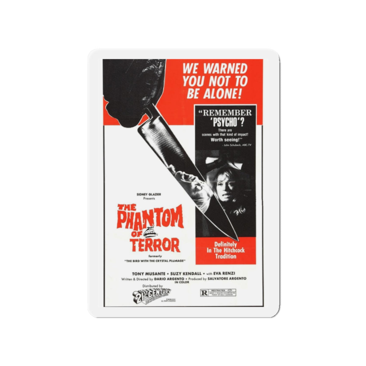 THE PHANTOM OF TERROR (THE BIRD WITH THE CRYSTAL PLUMAGE) 1970 Movie Poster - Refrigerator Magnet