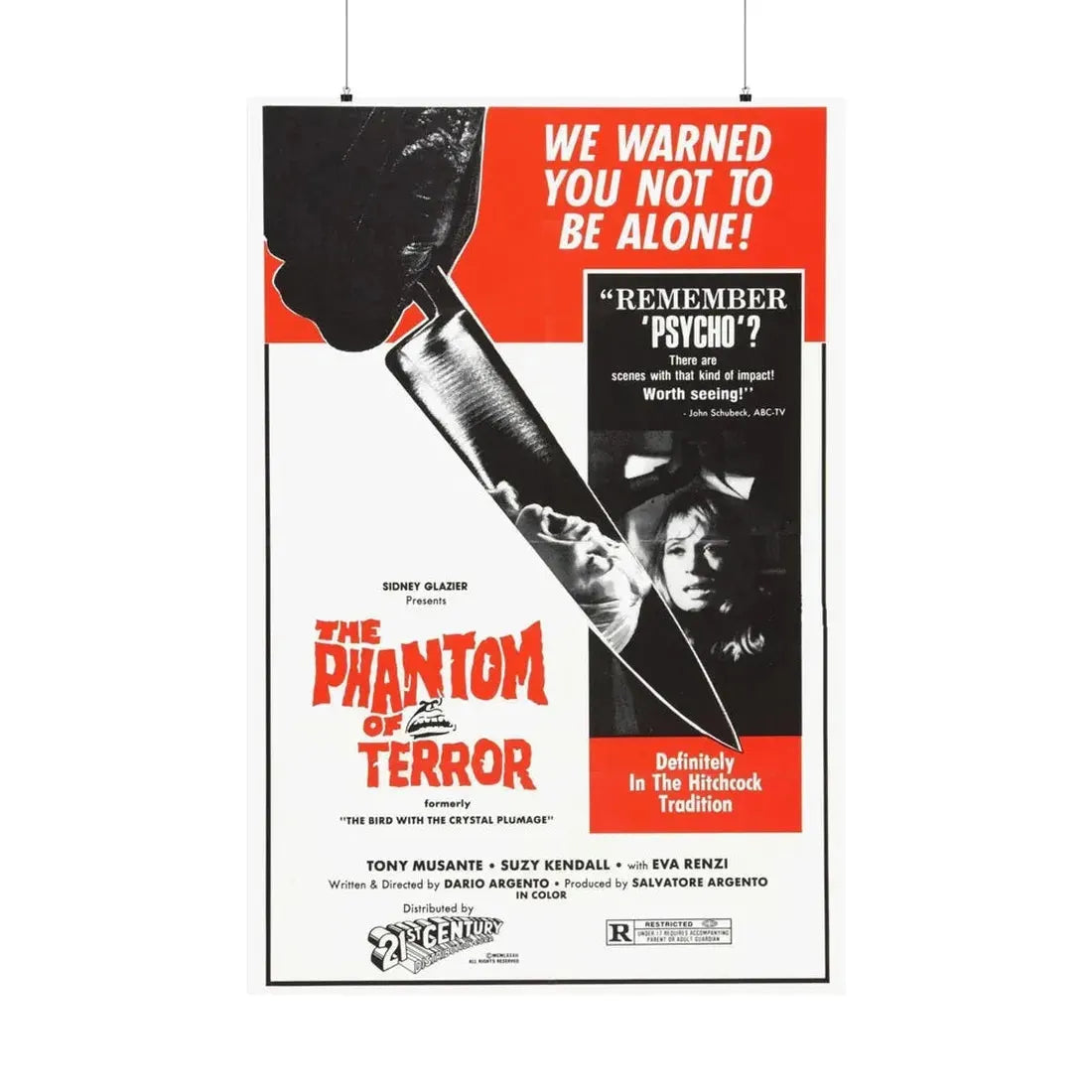 THE PHANTOM OF TERROR (THE BIRD WITH THE CRYSTAL PLUMAGE) 1970 - Paper Movie Poster 36" x 54" Matte - The Sticker Space