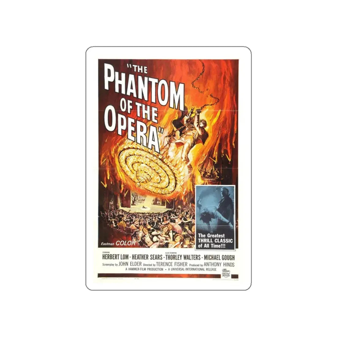 THE PHANTOM OF THE OPERA 1962 Movie Poster STICKER Vinyl Die-Cut Decal 5 Inch - The Sticker Space