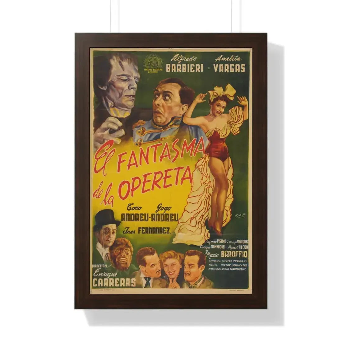 THE PHANTOM OF THE OPERETTA 1960 - Framed Movie Poster 16″ x 24″ Walnut - The Sticker Space