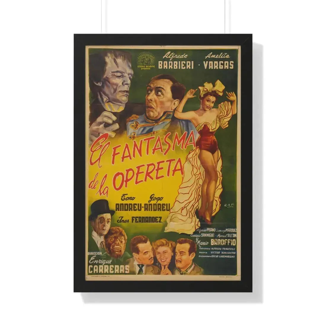 THE PHANTOM OF THE OPERETTA 1960 - Framed Movie Poster 20" x 30" Black - The Sticker Space