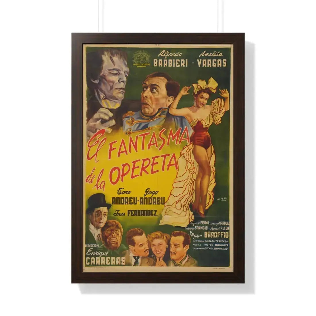 THE PHANTOM OF THE OPERETTA 1960 - Framed Movie Poster 20" x 30" Walnut - The Sticker Space