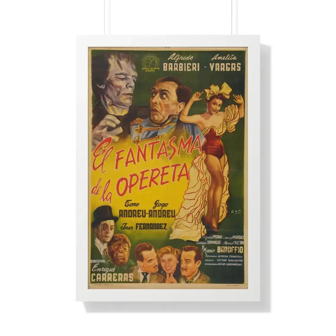 THE PHANTOM OF THE OPERETTA 1960 - Framed Movie Poster 20" x 30" White - The Sticker Space