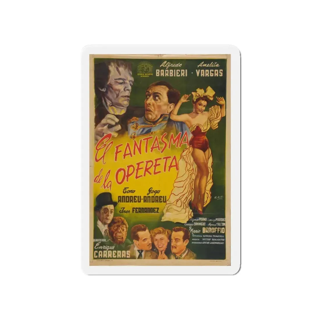 THE PHANTOM OF THE OPERETTA 1960 Movie Poster - Refrigerator Magnet 4 Inch Die-Cut - The Sticker Space