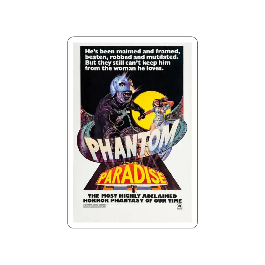 THE PHANTOM OF THE PARADISE 1974 Movie Poster STICKER Vinyl Die-Cut Decal 2 Inch - The Sticker Space