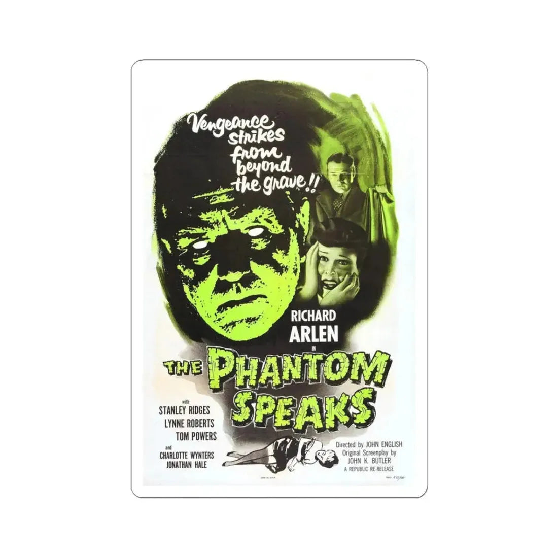 THE PHANTOM SPEAKS (2) 1945 Movie Poster - STICKER Vinyl Kiss-Cut Decal 3 Inch White - The Sticker Space