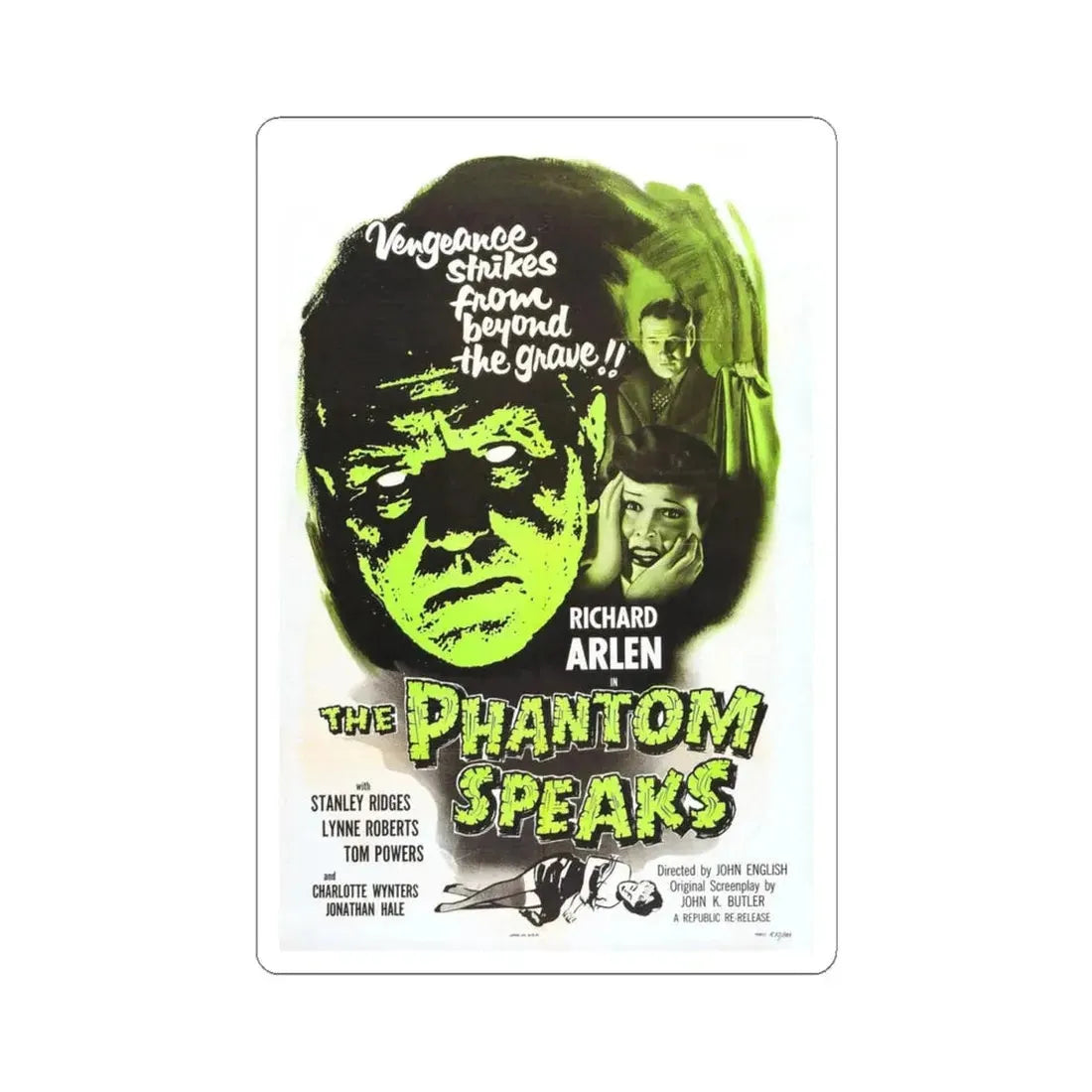THE PHANTOM SPEAKS (2) 1945 Movie Poster - STICKER Vinyl Kiss-Cut Decal 4 Inch White - The Sticker Space