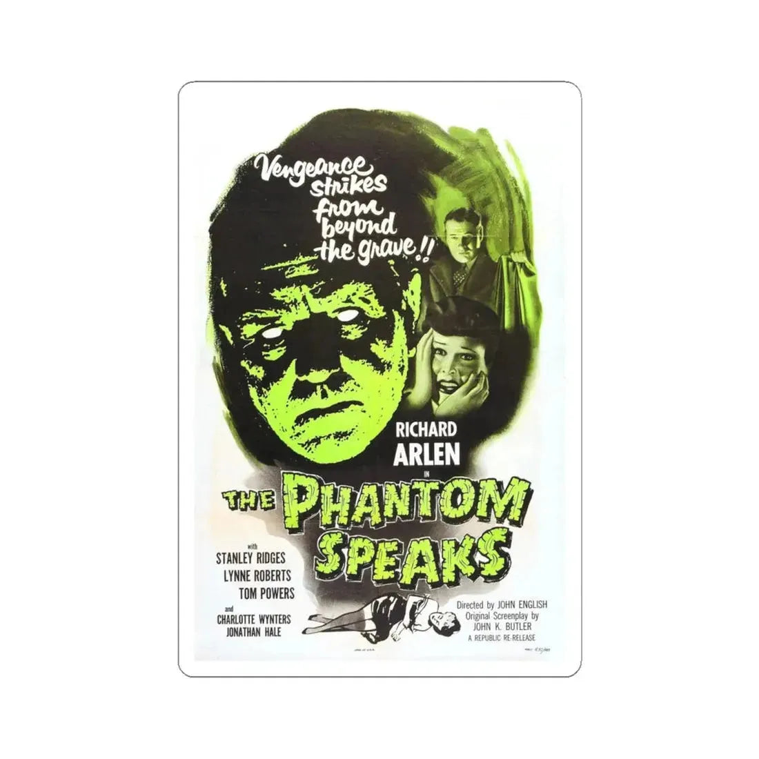 THE PHANTOM SPEAKS (2) 1945 Movie Poster - STICKER Vinyl Kiss-Cut Decal 6 Inch White - The Sticker Space