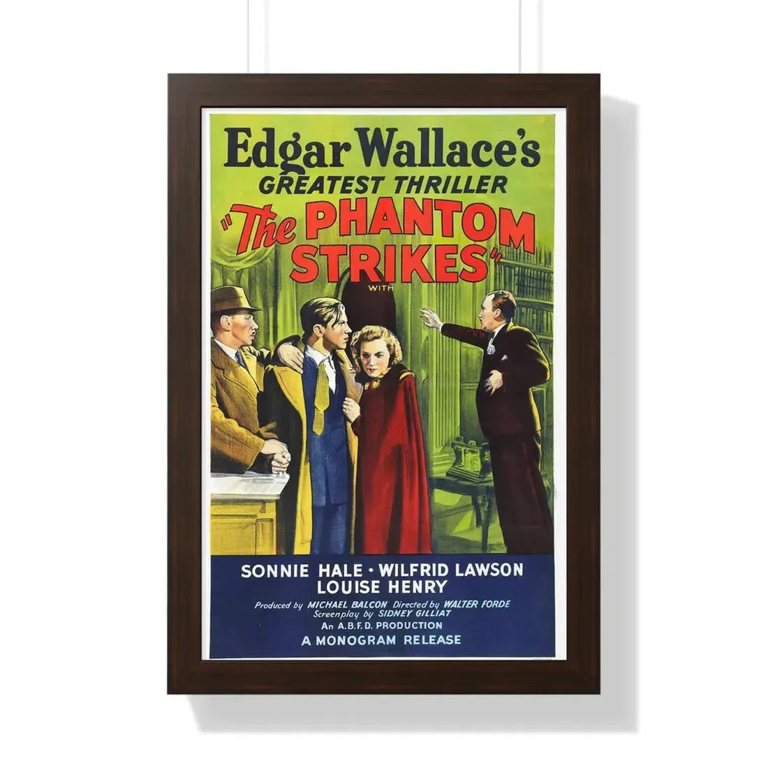 THE PHANTOM STRIKES 1938 - Framed Movie Poster 16″ x 24″ Walnut - The Sticker Space