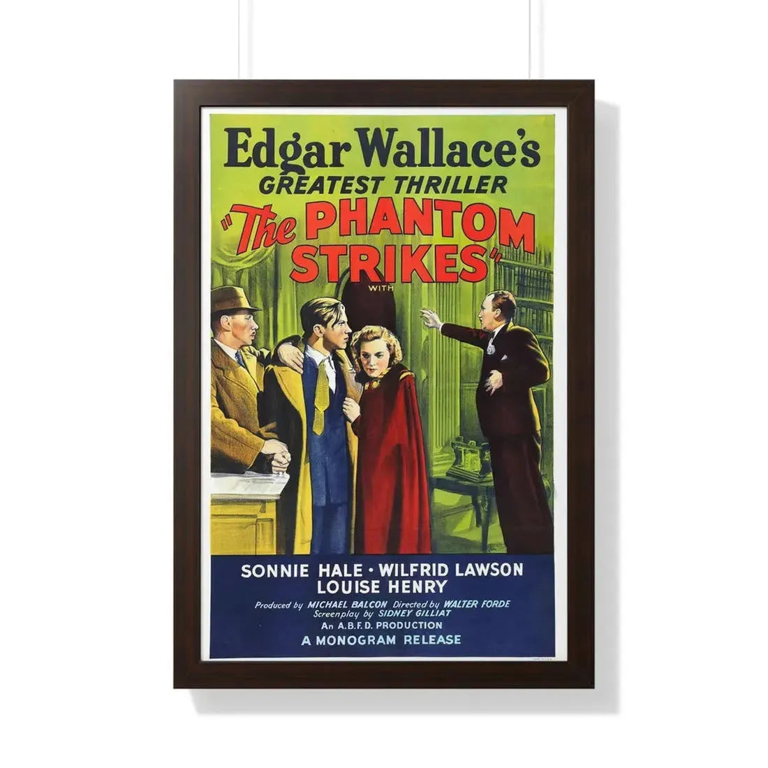 THE PHANTOM STRIKES 1938 - Framed Movie Poster 20" x 30" Walnut - The Sticker Space