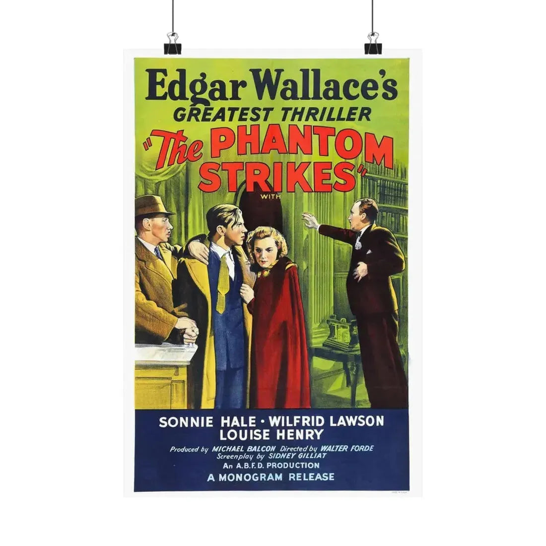 THE PHANTOM STRIKES 1938 - Paper Movie Poster 12″ x 18″ Matte - The Sticker Space