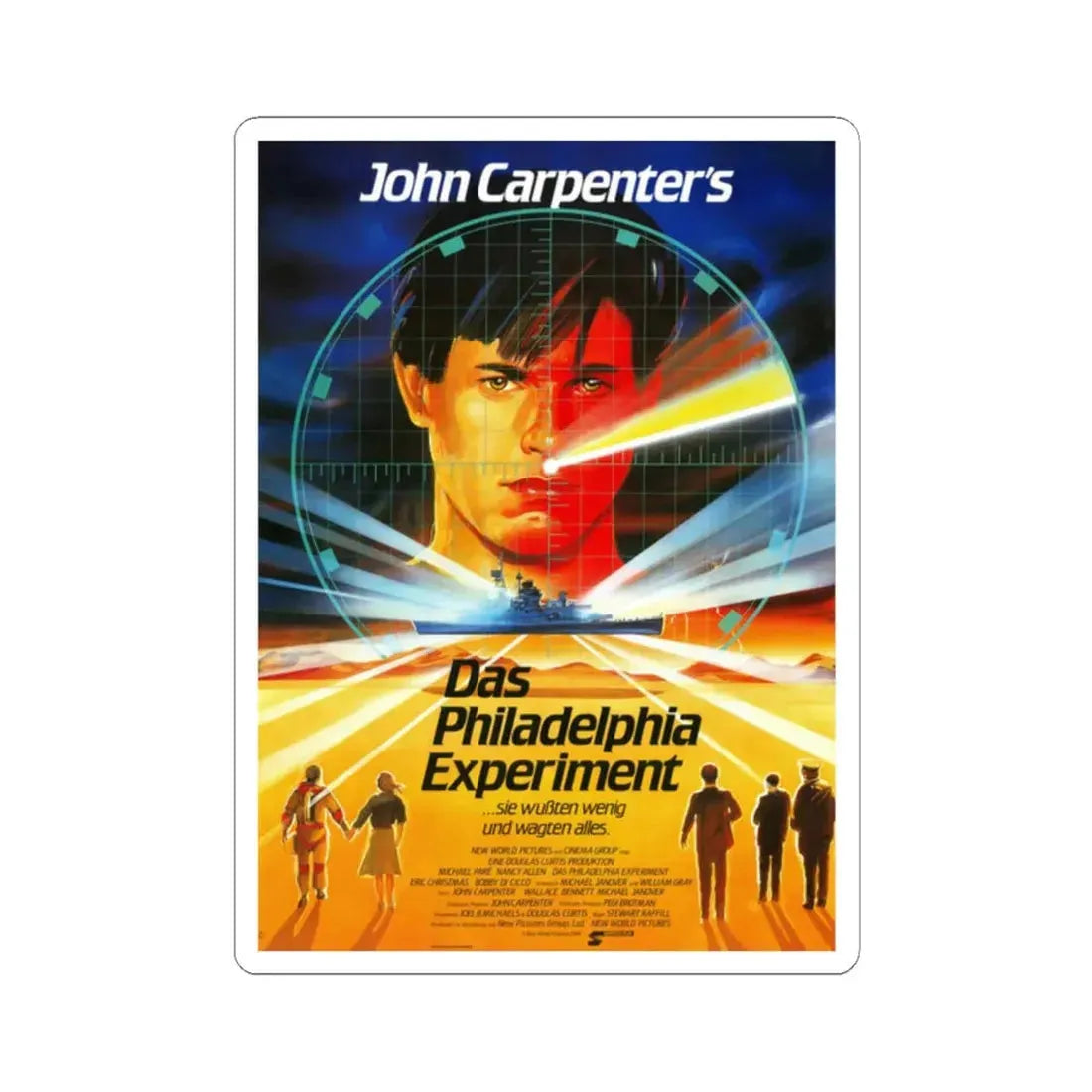 THE PHILADELPHIA EXPERIMENT (GERMAN) 1984 Movie Poster - STICKER Vinyl Kiss-Cut Decal 2 Inch White - The Sticker Space