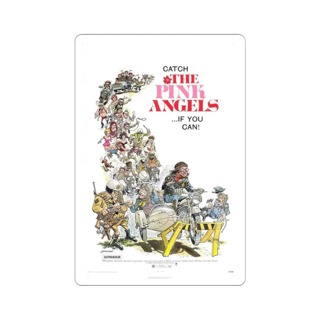 THE PINK ANGELS 1971 Movie Poster - STICKER Vinyl Kiss-Cut Decal 4 Inch White - The Sticker Space
