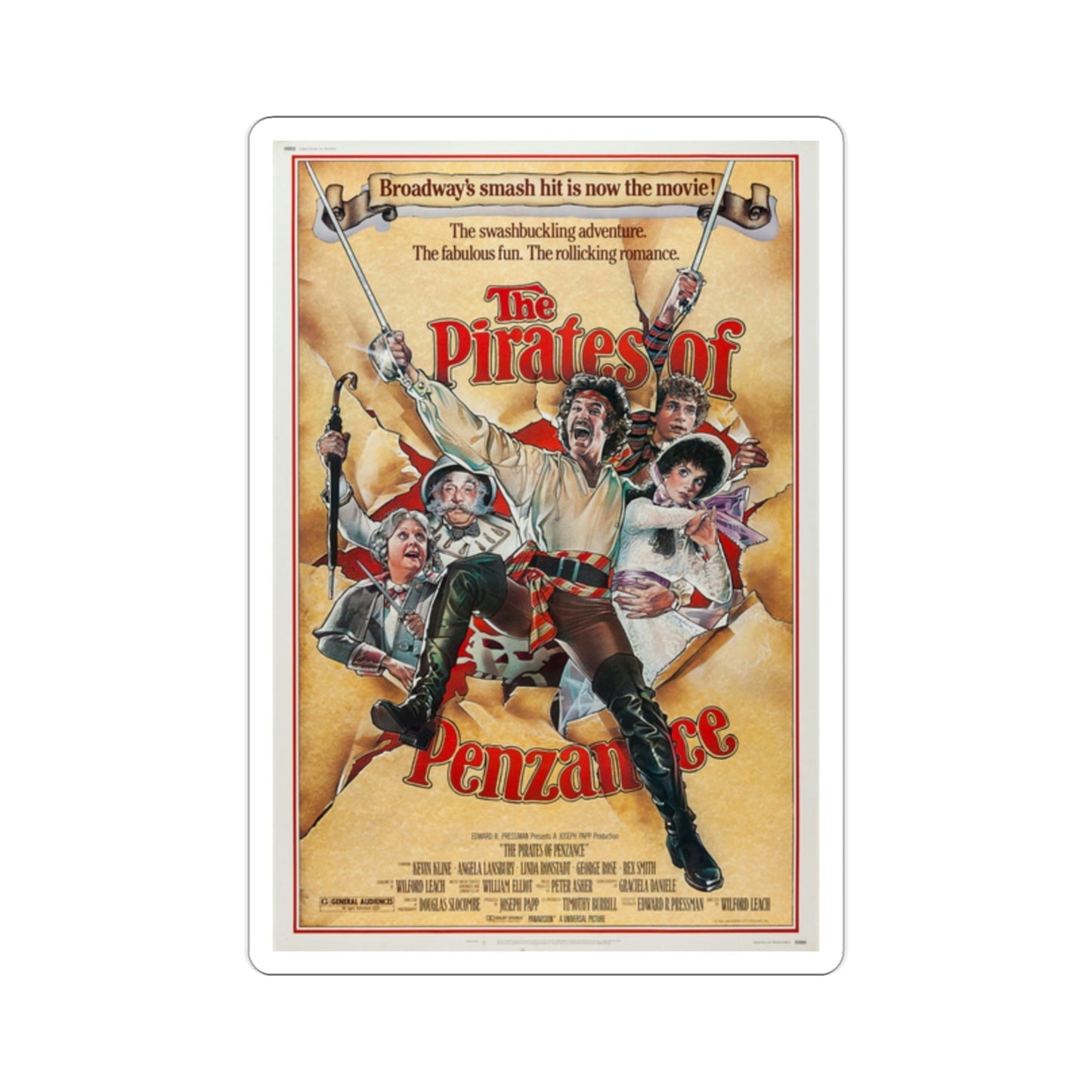 The Pirates of Penzance 1983 Movie Poster STICKER Vinyl Die-Cut Decal-2 Inch-The Sticker Space
