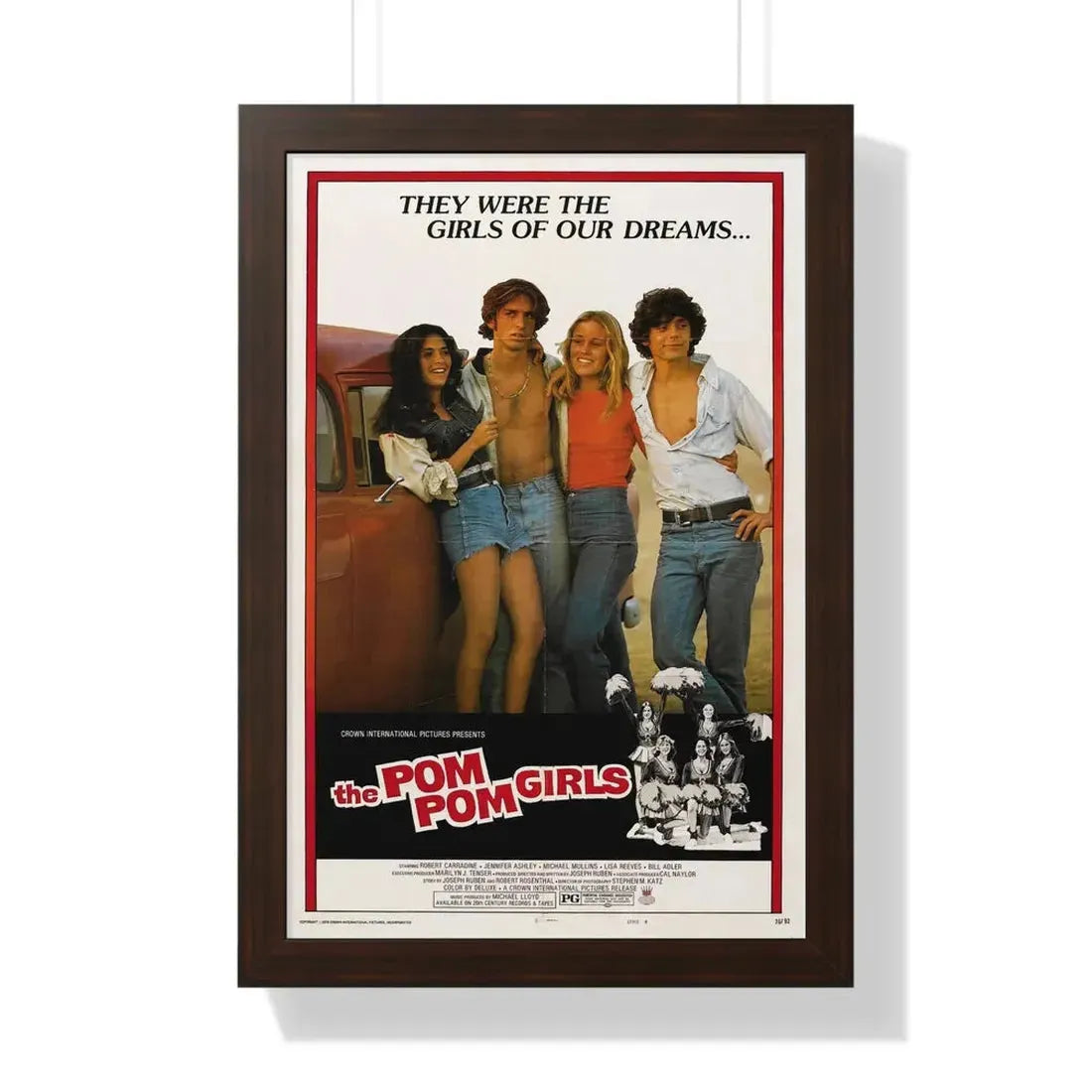 THE POM POM GIRLS 1976 - Framed Movie Poster 16″ x 24″ Walnut - The Sticker Space
