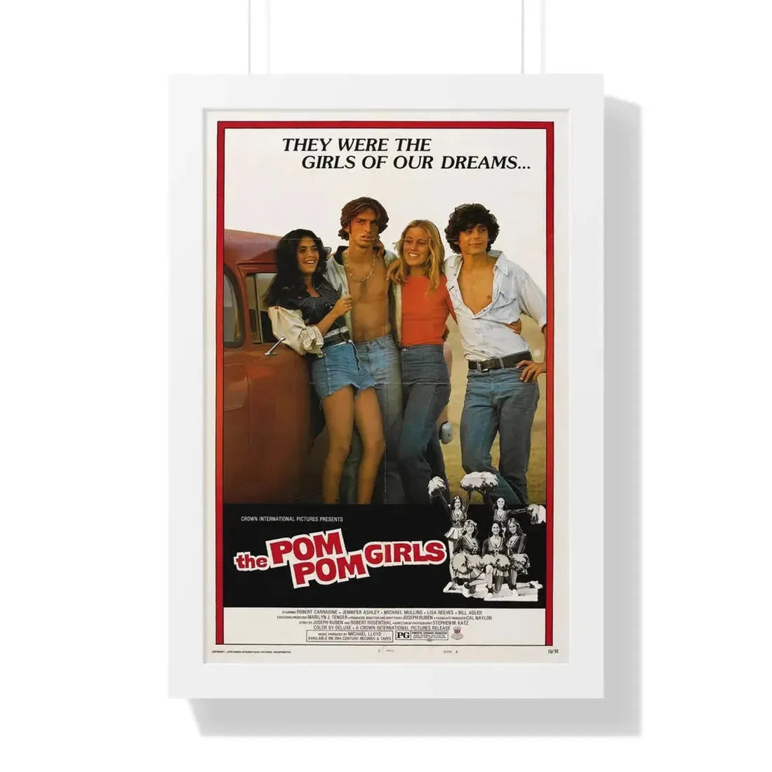 THE POM POM GIRLS 1976 - Framed Movie Poster 16″ x 24″ White - The Sticker Space