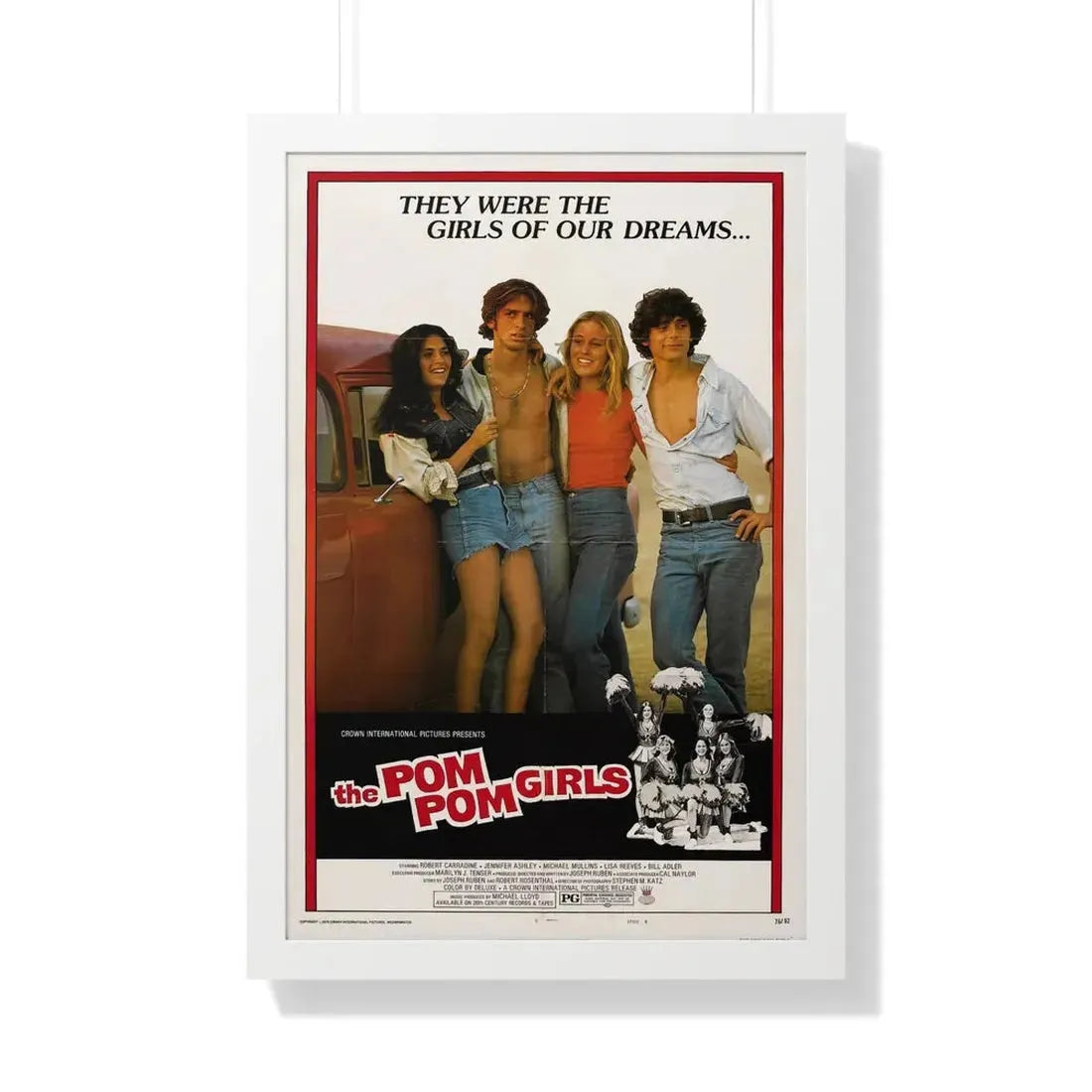 THE POM POM GIRLS 1976 - Framed Movie Poster 20" x 30" White - The Sticker Space